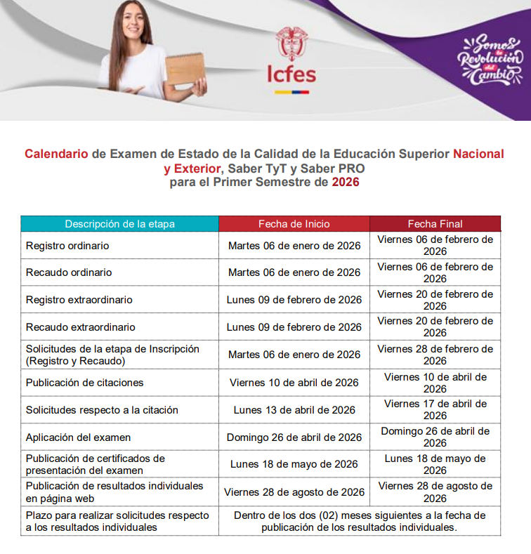 Inscripciones abiertas pruebas Saber Pro y TyT semestre 2026-1 2 image